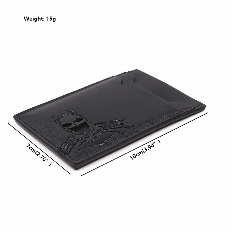 Bat ID Wallet For Men Leather Slim Card Holder Case Cover With Cutout Superhero Face Eyes Mask Gift For Husband Teens Boy Friend