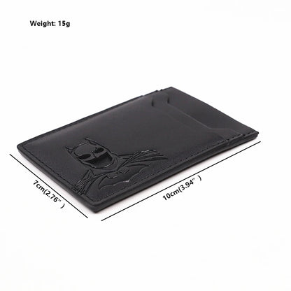 Bat ID Wallet For Men Leather Slim Card Holder Case Cover With Cutout Superhero Face Eyes Mask Gift For Husband Teens Boy Friend