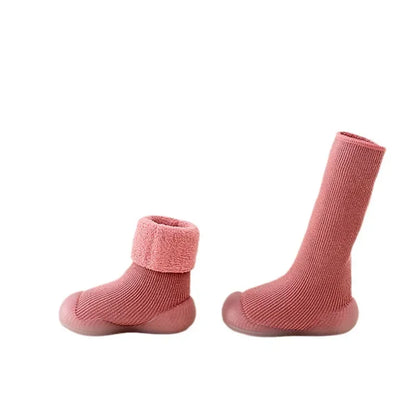 Baby Winter Booties Non-Slip Soft Sole Shoes with Cotton Socks Warm Fleece-Lined Infant First Walkers for Boys Girls 0-4T