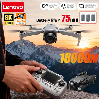 Lenovo D18 Drone 8K HD Dual Camera Aerial Intelligent Obstacle Avoidance Brushless Motor WIFI GPS Return Large Screen RC Drone