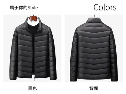 Men's Stand-Collar Hooded Lightweight Down Jacket for Winter - 90% Duck Down, Sporty, Warm & Versatile (Couple Style Available)