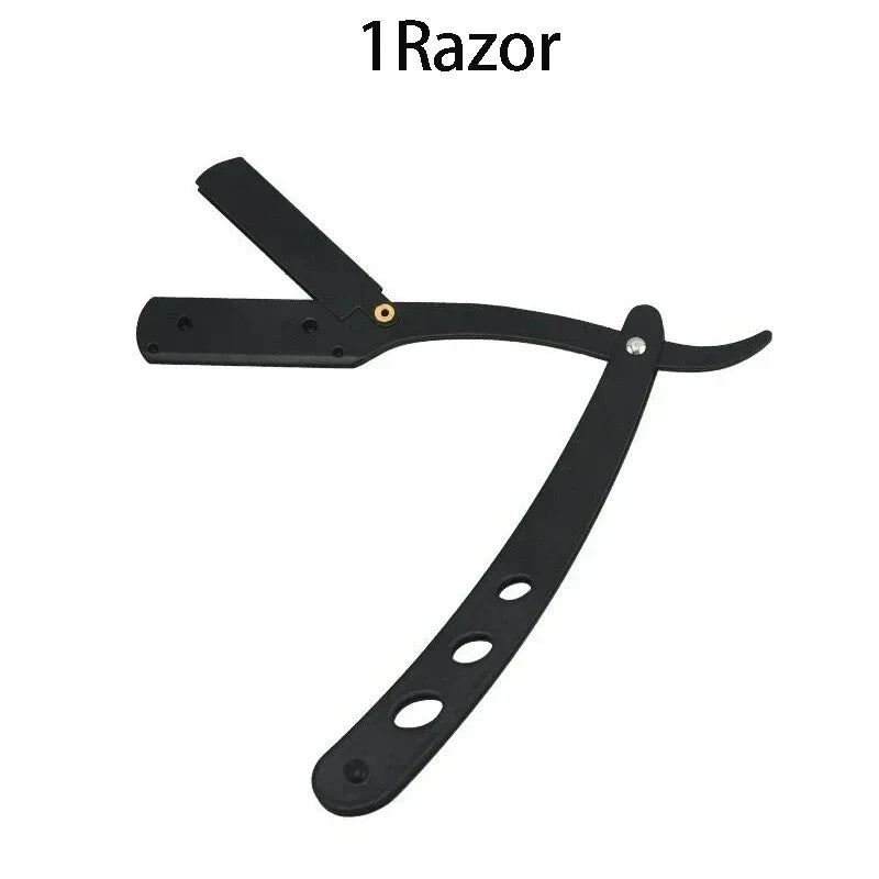 Men's Stainless Steel Razor Blade, Manual Razor Classic Wet Shaving, Black Razor Replaceable Blade