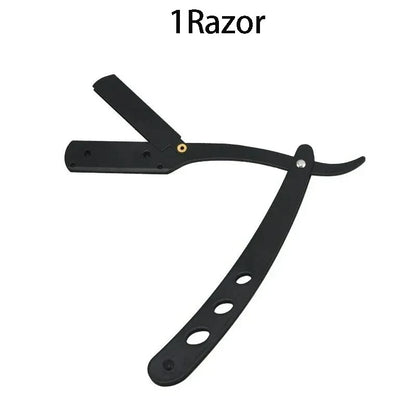 Men's Stainless Steel Razor Blade, Manual Razor Classic Wet Shaving, Black Razor Replaceable Blade