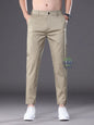 Summer High Quality Cotton Ankle Length Casual Pants Men Business Slim Elastic Waist Jogger Outdoors Korean Work Suit Trousers