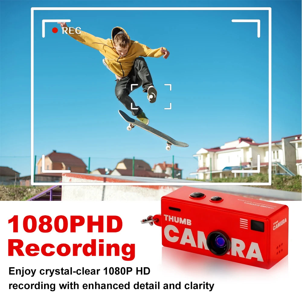 Ourlife Thumb Keychain Camera 0.96inch Mini Action Camera Retro Support Memory Card 1080P Very Small Camcorder Video Recorder