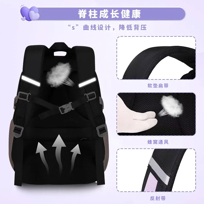 Love Pattern School Bag Backpack Pencil Case lunch bag Three Piece Set Nylon Fabric Waterproof Boy Girl Teenagers Trend Backpack