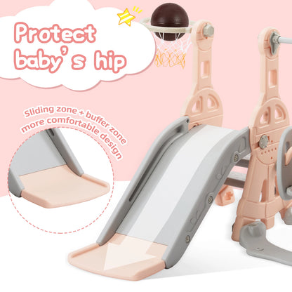 Rosahqnda 4-in-1 Children slide Indoor & Outdoor Outdoor Outdoor Playground for Toddlers Swing 1-6 Years