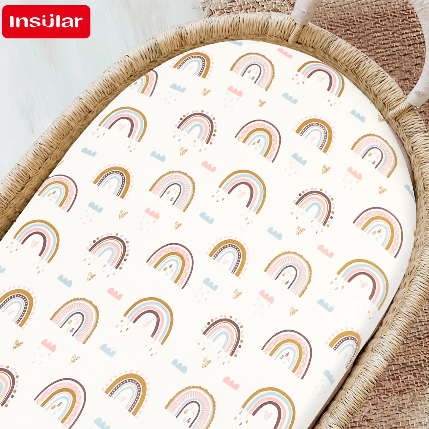 Cartoon Printed Crib Sheet Set Baby Bedding Toddler Mattress & Changing Pad Cover Polyester Cotton Fitted Bassinet Sheets