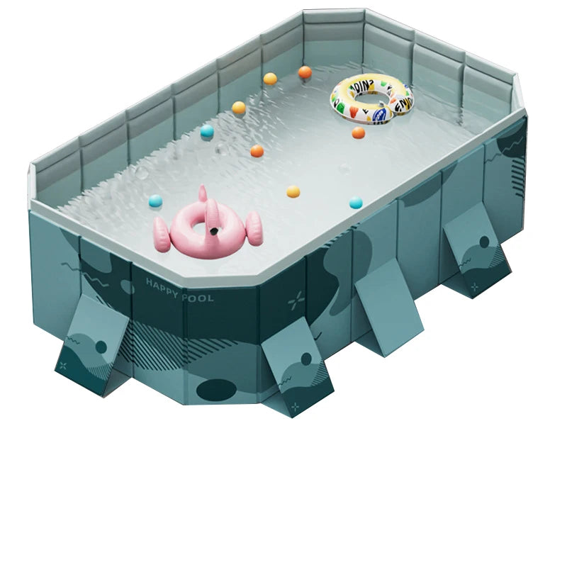 Foldable Pool For Family Non Inflatableframe Outdoor Swimming Pool Kiddie Pools Thickened Support Above Ground For 1~8 People Can Connected Water Pump