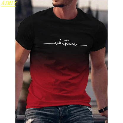 Fashion Summer 3D Stripe Letter Print Men's T Shirt Hip Hop Trend Harajuku Streetwear Casual O-neck Oversized T-shirts Men Tops