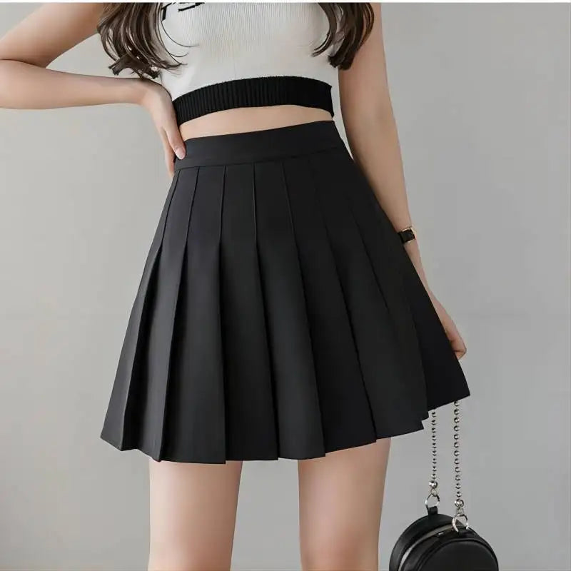 2026 New Vintage Gray Pleated Skirt Women Kawaii High Waist Mini Skirts Korean Fashion School Uniform Harajuku Streetwear Spring