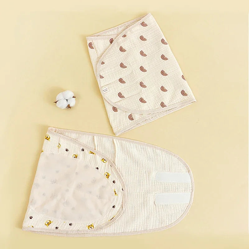 0-6 Month Cotton Baby Swaddle Wrap Anti Startle Swaddling Blanket Muslin Baby Sleeping Blanket Wrap for New Born Thin Summer