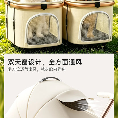 A6-2 Twin Pet Stroller Aluminum Alloy Detachable Foldable Lightweight Separate Travel Cart for Dogs Cats