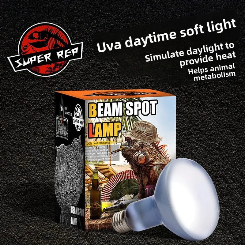 SuperRep Frosted UVA Reptile Heat Lamp-Daylight Basking Bulb for Tortoises & Bearded Dragons-Gentle Warming Light for Terrariums