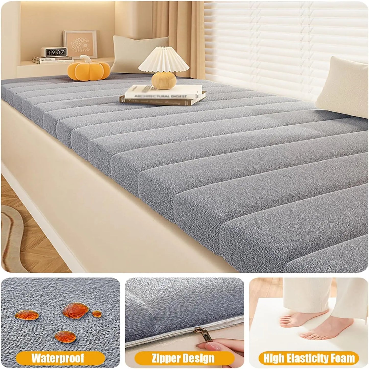Customized Teddy Sponge Windowsill Cushion 4.5/6.5/9.5 Cm High-Density Sponge Cushion Waterproof Non-Slip Cushion Sofa Cushions