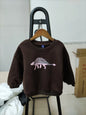 Winter Baby Girls Boys Fleece Velvet Warm Long Sleeve Tops Spring Kids Sweatershirt Dinosaur Print Hoodies