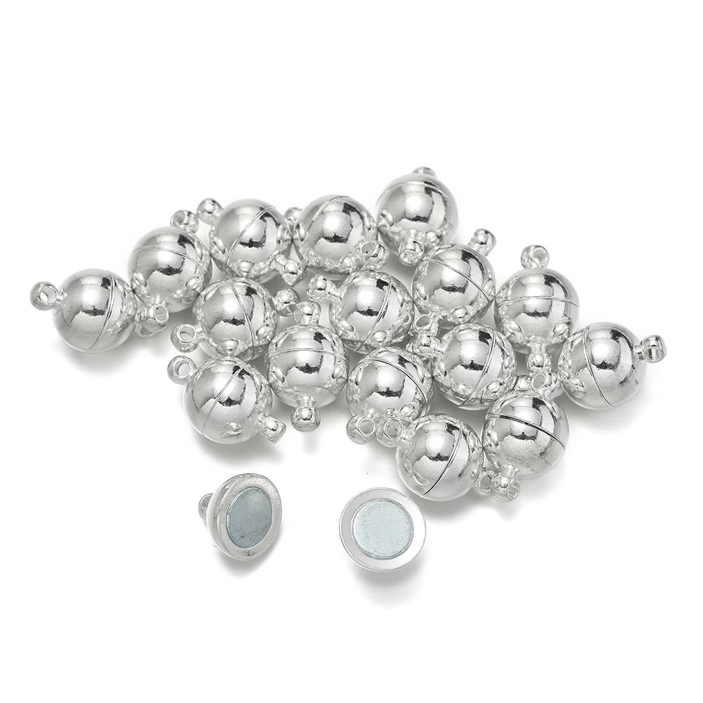 10Sets Magnetic Clasps 6mm/8mm/10mm Buckle Hook Round Magnet Converter Clasp For Bracelet DIY Jewelry Making Findings