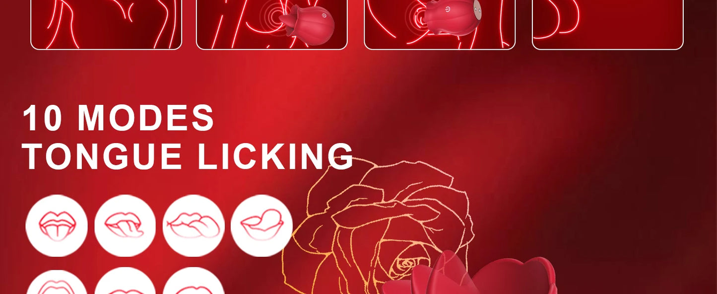 Rose toy Swing Tongue Licking Vibrator Female Powerful Oral Nipple Clitoris Stimulator Massager Adults Goods Sex Toys for Women