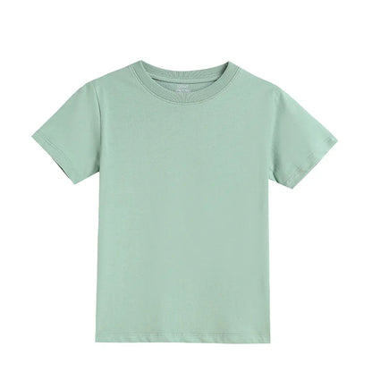 2-16 Years Summer Kids Boys Girls T-shirts Solid Cotton Breathable Teenager Short Tops Children's Tees Casual Shirt Baby Clothes