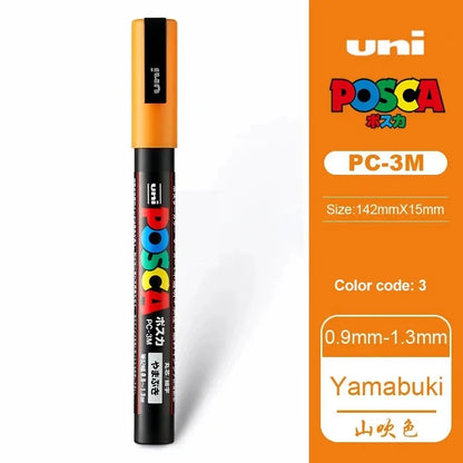 1pcs Japan UNI POSCA Markers PC-1M/3M/5M Acrylic Graffiti Pen Waterproof DIY Stackable Color Art Painting School Supplies