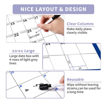 Large Dry Erase Calendar for Wall 2026 Wall Calendar 12 Month 24 X 36 Inch Yearly Schedule Organizer for Indoor Home Fridge