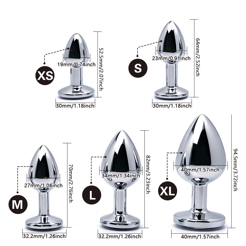 5 Size Black Butt Plug Metal Anal Plug Jewelry Base Beginner to Expert G-Point Massage Dildos Adult Women Toys Adult Men Toys