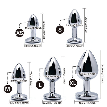 5 Size Black Butt Plug Metal Anal Plug Jewelry Base Beginner to Expert G-Point Massage Dildos Adult Women Toys Adult Men Toys