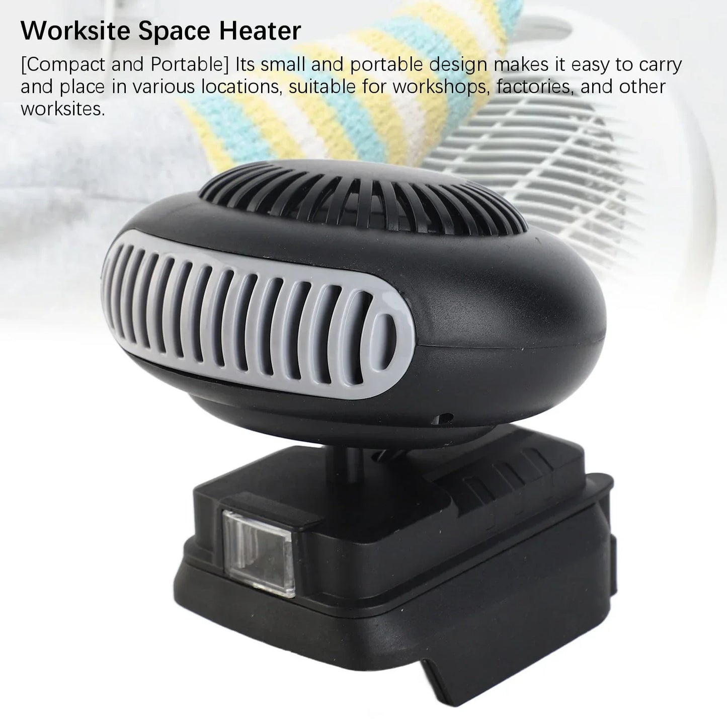 Electric Heater Fan Electric Portable 2 Gear  Space Heater 18V Battery Powered 170W for Workshop