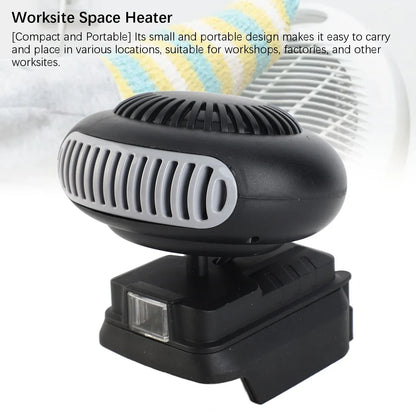 Electric Heater Fan Electric Portable 2 Gear  Space Heater 18V Battery Powered 170W for Workshop