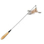 Wooden Handle Spring Teasing Cat Stick Feather Simulation Fishing Rod Cat Teaser Stick Interactive Replaceable Bell Squeaky Cat