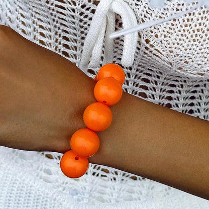 Tocona New Arrival Colorful Big Bead Bracelets for Women Personality Punk Resin Holiday Jewelry Accessories Wholesale Gift