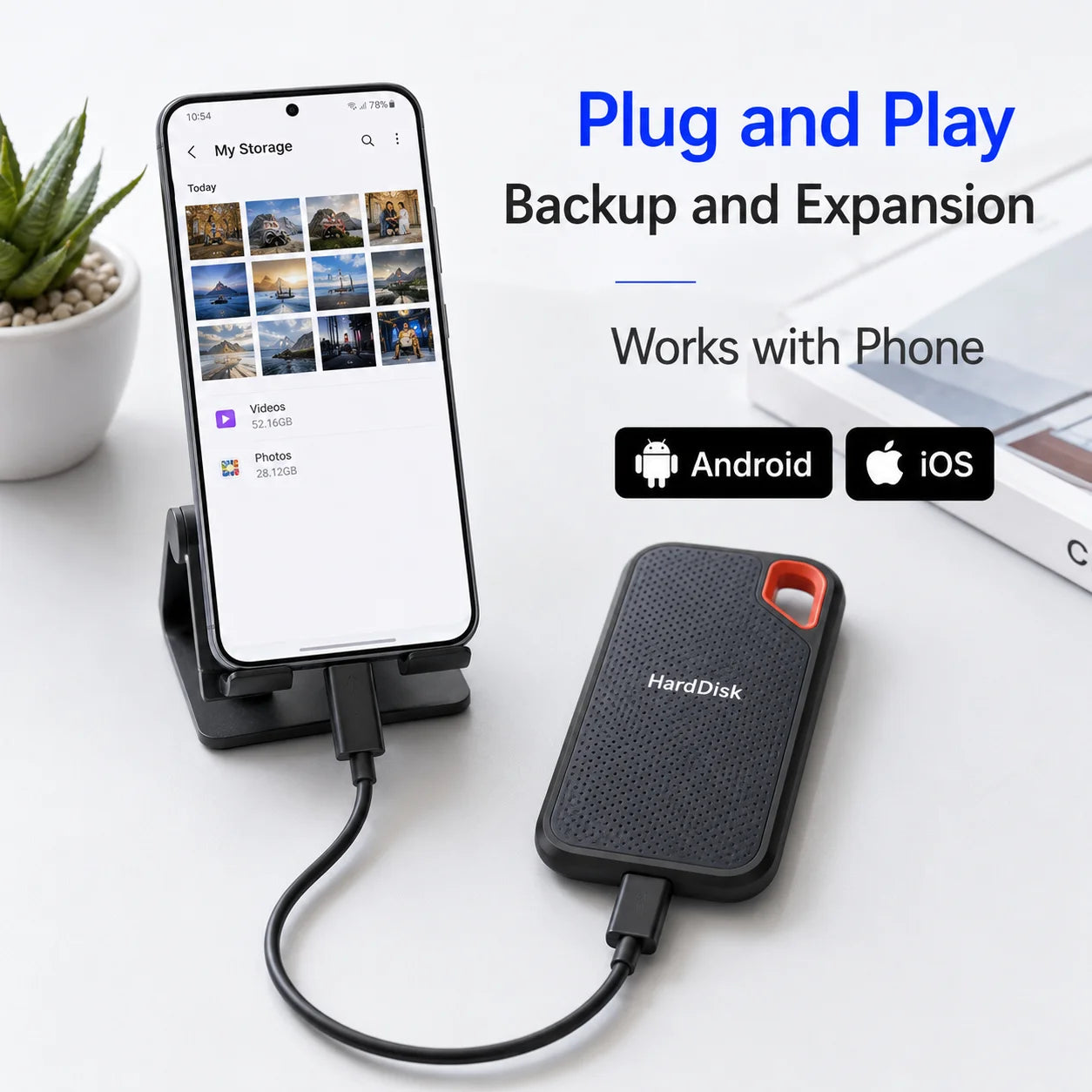 Mini Size External Hard Drive Stable Reading Writing Solid State Drive Data Saving Hard Disk For Study Work File Organizing