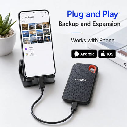 Mini Size External Hard Drive Stable Reading Writing Solid State Drive Data Saving Hard Disk For Study Work File Organizing