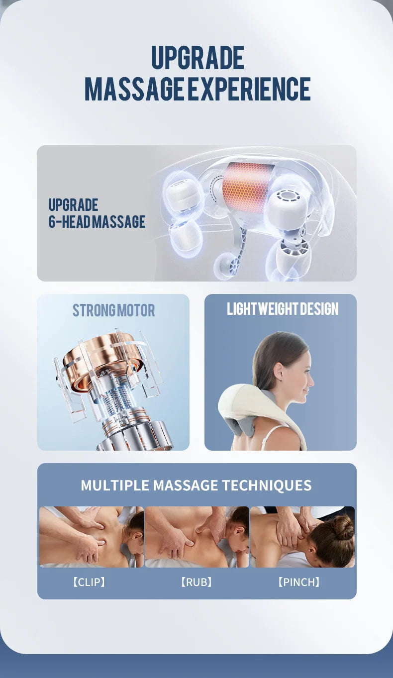 Foreverlily 26W Brushless Motor Neck And Shoulder Massager Wireless Shoulder And Back Kneading Massage Shawl Neck masajeador