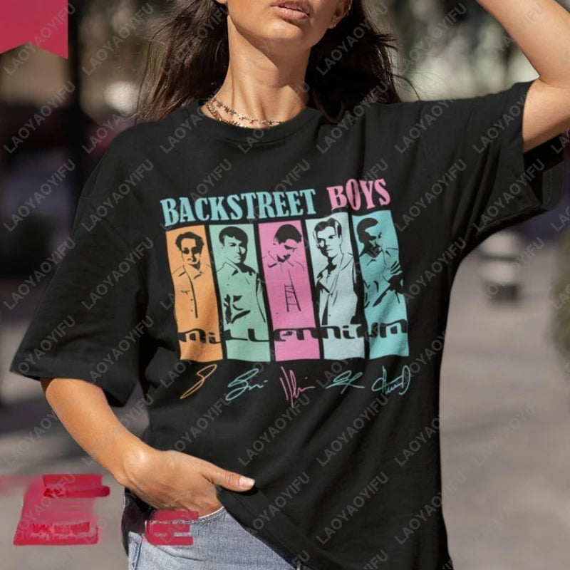 Backstreet Boys Millennium Tour Music Vintage Tshirt Men Women Hipster Popular Tops Summer Fashion Streetwear Unisex Tees Gift