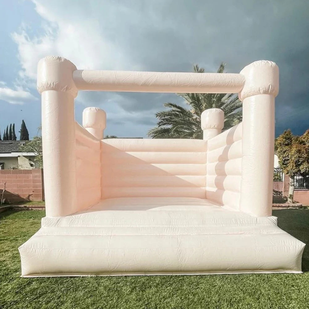 Macaron Pastel Inflatable Wedding Bounce House White Jumping Bouncer Bouncy Castle Pink Blue Peach PVC For Kids Adults Outdoor