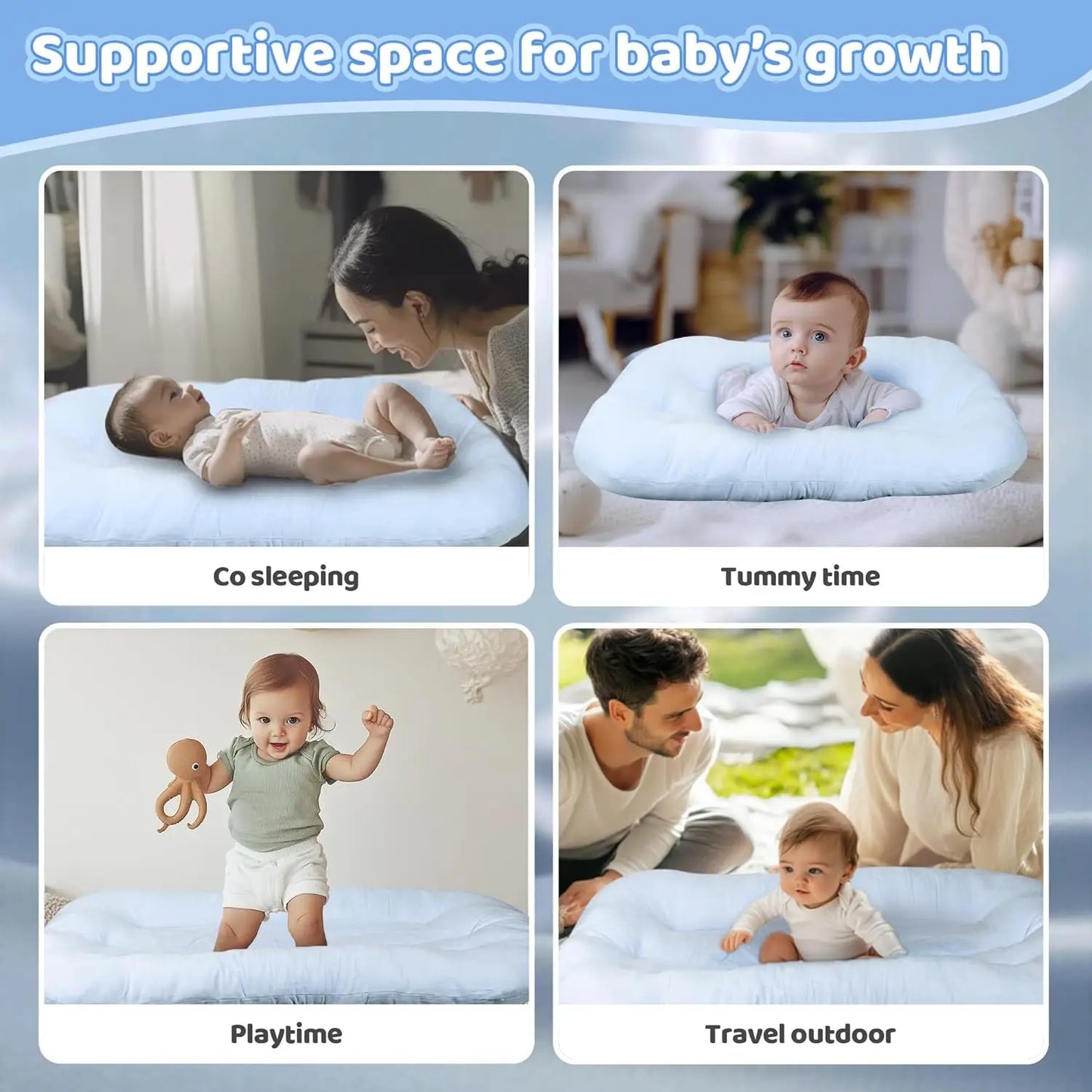 Newborn Folding Sleeping Baby Crib Nest Lounger Portable Bassinet Travel Bed Bassinet Bumper