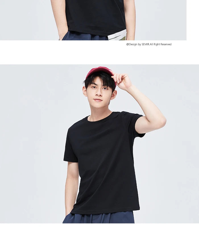 Semir Short Sleeve Men T-Shirt Cotton 2026 Summer New Man Clothing Thin And Versatile T Shirt Couples Solid Color Tops