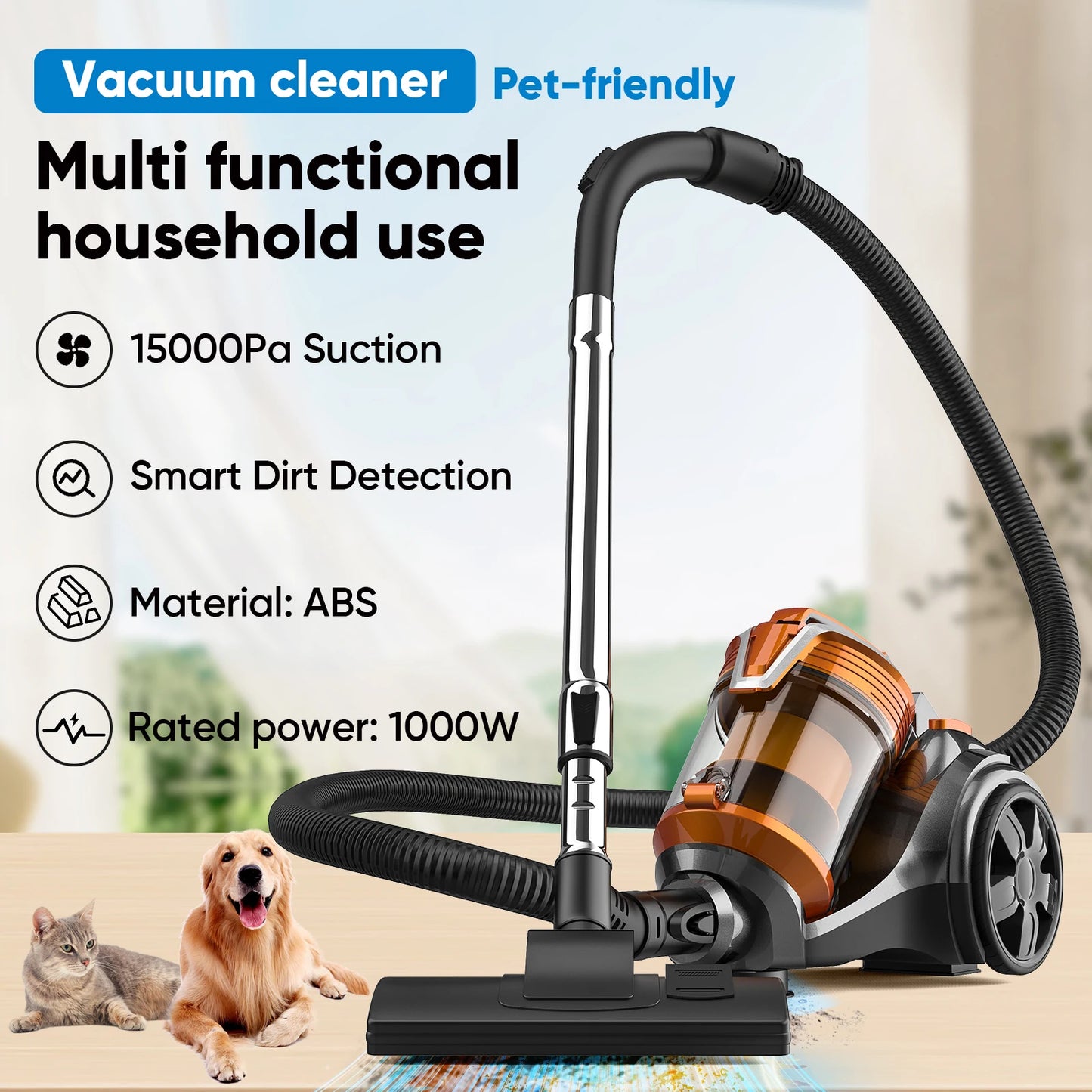 Bagles Portable Vacuum Cleaner 15000PA Suction Household Multi-functional Dust Removal Mite Dry and Wet Dual Vacuum Cleaner 220V