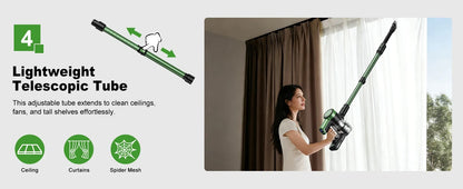 Cordless Vacuum Cleaner,Self-Standing，10-in-1/58Kpa/55Mins Stick Vacuum with LED Lighting Brush Vacuum  for Pet/Hair/Carpet