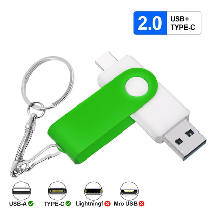 Free Custom Logo TYPE-C USB Flash Drive 128GB USB-C Pen Drive 64GB White Purple Memory Stick 32GB 16GB Pendrive Storage Device