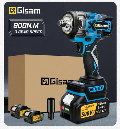 Gisam 900N.M Brushless Electric Impact Wrench 1/2" Cordless High Torque Wrench Drill Screwdrivers Tools For Makita Battery Pin