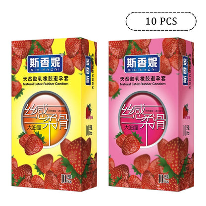 10pcs Fruit Flavor Condoms Sex Toy For Men Strawberry Blueberry Taste Penis Sleeves Ultra Thin Condom Adult reusable Sex Product