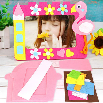 3Pcs/set DIY Cartoon Animal 6 Inch Photo Frame Children Handmade Craft Art Toys for Kids Girl Home Decor Kindergarten Applique