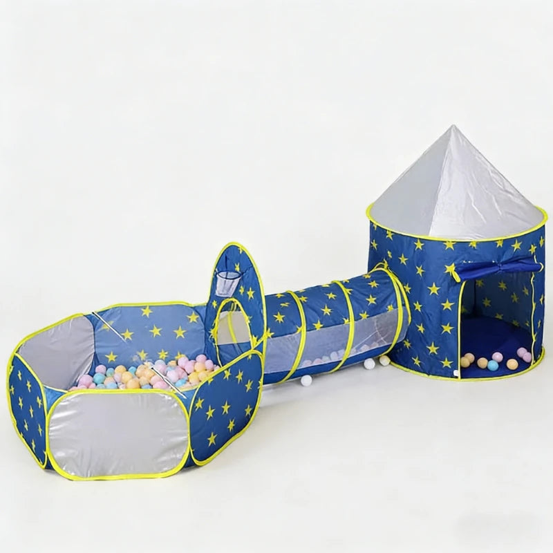 IMBABY Star Printed Play Tent for Toddler with Baby Ball Pit and Play Tunnel Children Indoor Outdoor Playhouse for Birthday Gift