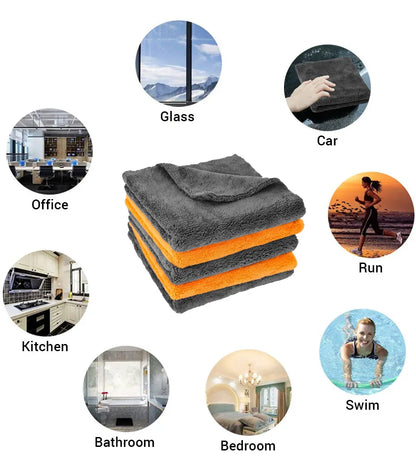 SEAMETAL 600GSM Microfiber Car Cleaning Towel 1/3/6/9pcs 40X40cm Thickened Car Wash Towels Auto Detailing Care Drying Cloth Rags
