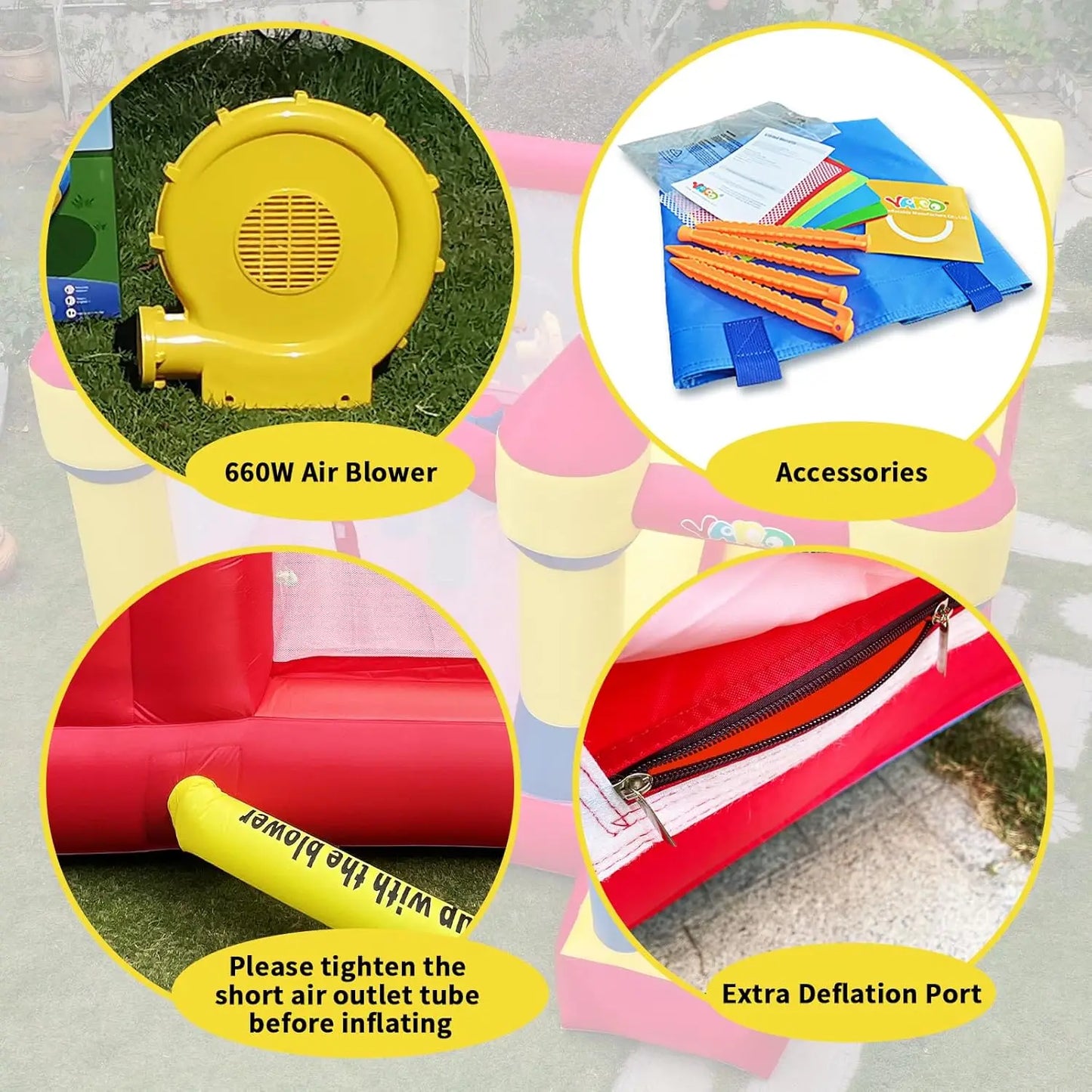 KF Bounce House with Slide Commercial Bouncy Castle for Age 8-12 Inflatable Bounce House with Blower for Outdoor Party