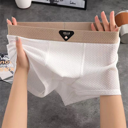 4pcs Men's Boxer Shorts Ice Silk Underwear Plus Size Underpants Cool Breathable Sexy Slim Panties Mesh Lingerie Wholesale Lots