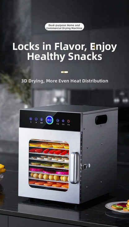 8-Tier Stainless Steel Food Dehydrator,Commercial Power, Digital Thermostat(30°C-90°C), for Jerky/Fruits/Herbs, BPA-Free