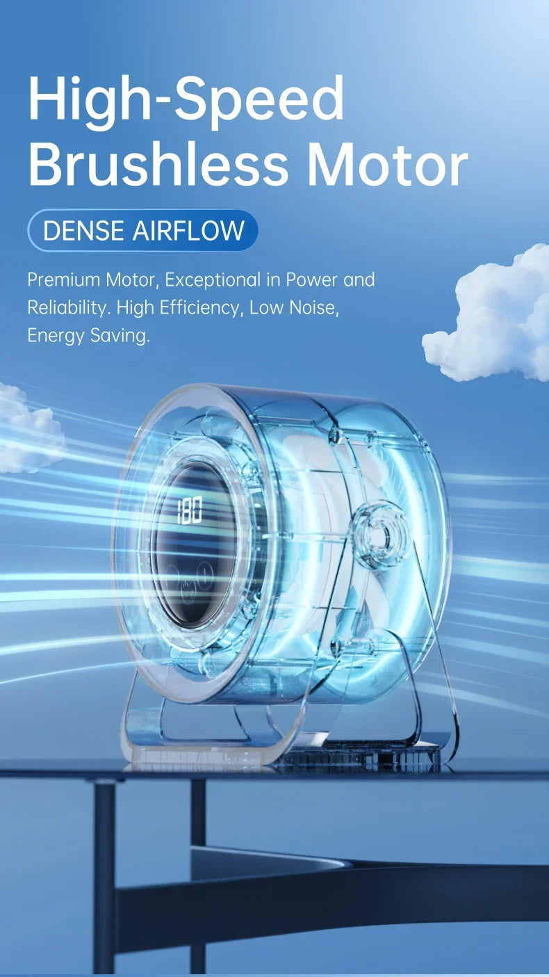 TINSOL 1800mAH Portable Electric Fan with Ambient Light Turbo Mute Electric Fan Desktop Wall Mount Ceiling Air Cooler